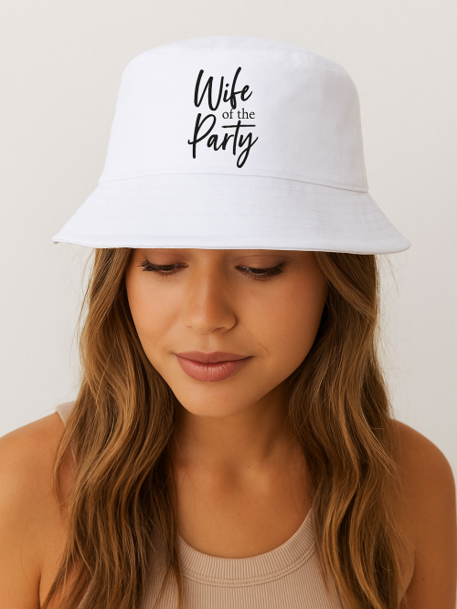 Premium Custom Embroidered Bride Squad Black White Bucket Hat